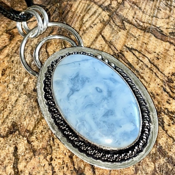 Blue-Toned Owyhee Opal Pendant 2 1/2” - Picture 3 of 7